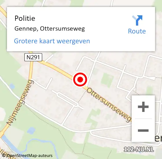 Locatie op kaart van de 112 melding: Politie Gennep, Ottersumseweg op 31 oktober 2023 18:43