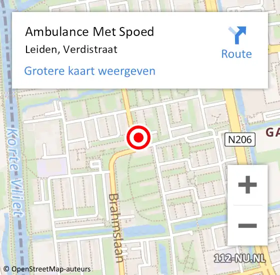 Locatie op kaart van de 112 melding: Ambulance Met Spoed Naar Leiden, Verdistraat op 31 oktober 2023 18:56