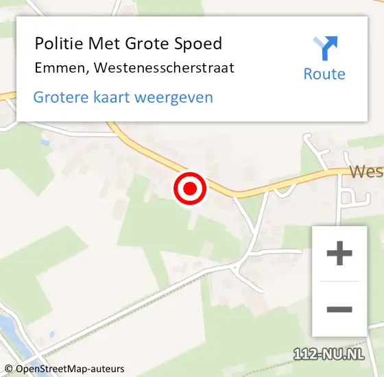 Locatie op kaart van de 112 melding: Politie Met Grote Spoed Naar Emmen, Westenesscherstraat op 31 oktober 2023 19:04