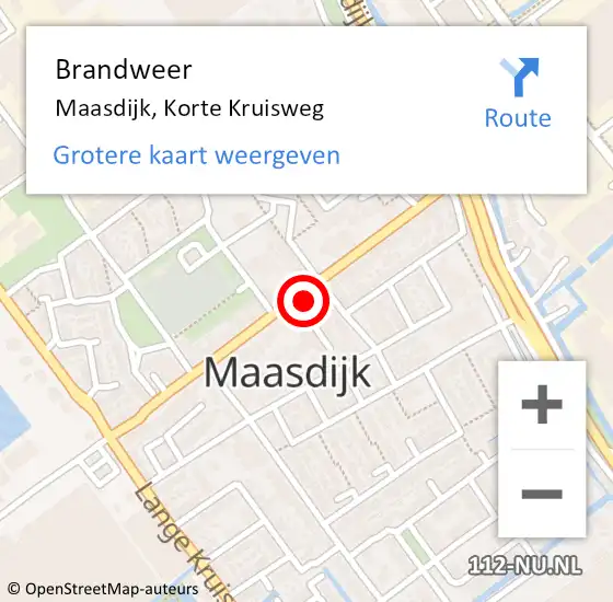 Locatie op kaart van de 112 melding: Brandweer Maasdijk, Korte Kruisweg op 31 oktober 2023 19:29
