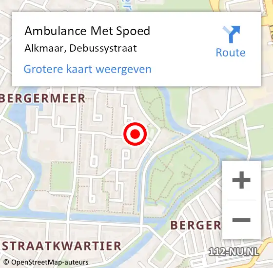 Locatie op kaart van de 112 melding: Ambulance Met Spoed Naar Alkmaar, Debussystraat op 31 oktober 2023 19:44