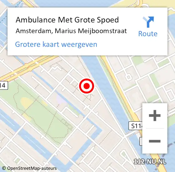 Locatie op kaart van de 112 melding: Ambulance Met Grote Spoed Naar Amsterdam, Marius Meijboomstraat op 31 oktober 2023 19:57