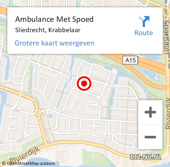 Locatie op kaart van de 112 melding: Ambulance Met Spoed Naar Sliedrecht, Krabbelaar op 31 oktober 2023 20:00