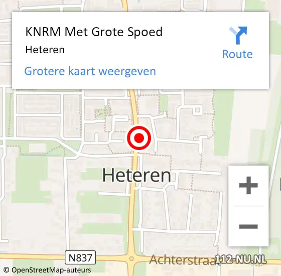 Locatie op kaart van de 112 melding: KNRM Met Grote Spoed Naar Heteren op 31 oktober 2023 20:01