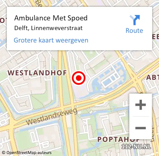 Locatie op kaart van de 112 melding: Ambulance Met Spoed Naar Delft, Linnenweverstraat op 31 oktober 2023 20:02