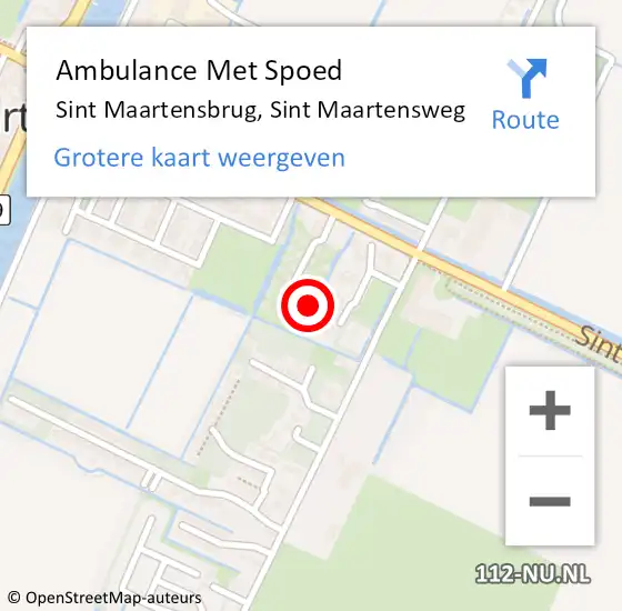 Locatie op kaart van de 112 melding: Ambulance Met Spoed Naar Sint Maartensbrug, Sint Maartensweg op 31 oktober 2023 20:39