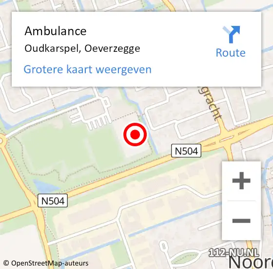 Locatie op kaart van de 112 melding: Ambulance Oudkarspel, Oeverzegge op 31 oktober 2023 20:50