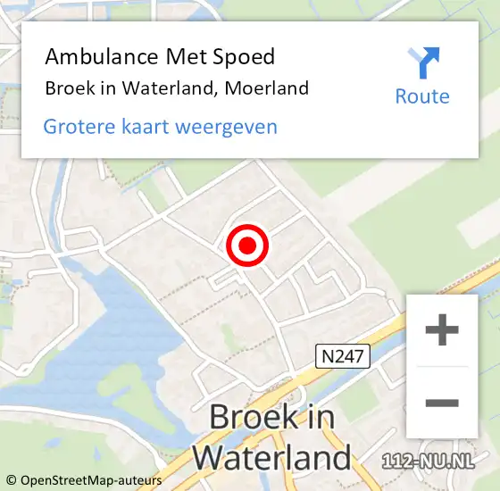 Locatie op kaart van de 112 melding: Ambulance Met Spoed Naar Broek in Waterland, Moerland op 31 oktober 2023 21:03