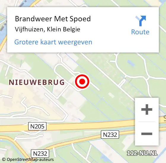 Locatie op kaart van de 112 melding: Brandweer Met Spoed Naar Vijfhuizen, Klein Belgie op 31 oktober 2023 21:07