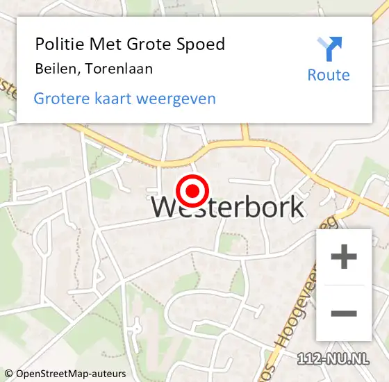 Locatie op kaart van de 112 melding: Politie Met Grote Spoed Naar Beilen, Torenlaan op 31 oktober 2023 21:14