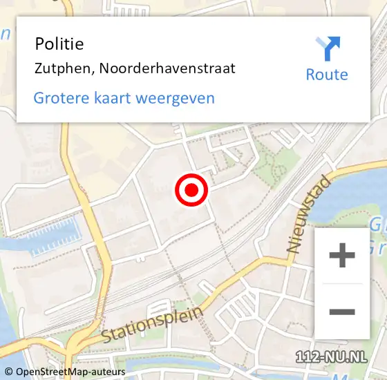 Locatie op kaart van de 112 melding: Politie Zutphen, Noorderhavenstraat op 31 oktober 2023 22:40