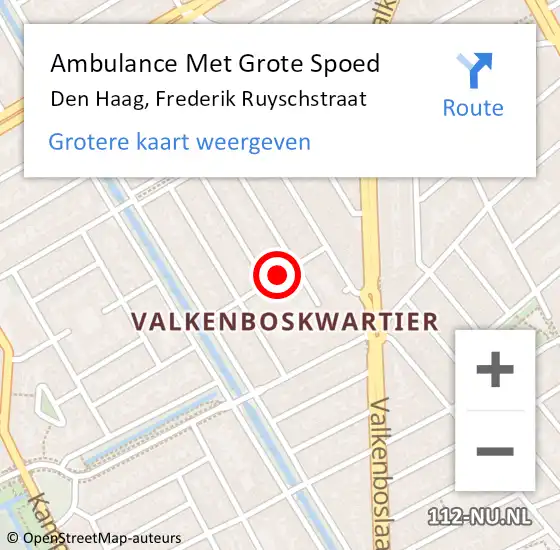 Locatie op kaart van de 112 melding: Ambulance Met Grote Spoed Naar Den Haag, Frederik Ruyschstraat op 31 oktober 2023 22:48