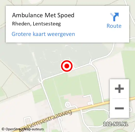 Locatie op kaart van de 112 melding: Ambulance Met Spoed Naar Rheden, Lentsesteeg op 13 september 2014 14:46