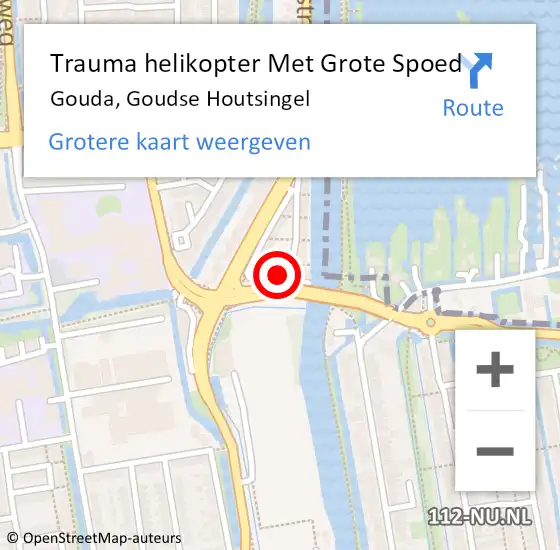 Locatie op kaart van de 112 melding: Trauma helikopter Met Grote Spoed Naar Gouda, Goudse Houtsingel op 31 oktober 2023 22:58