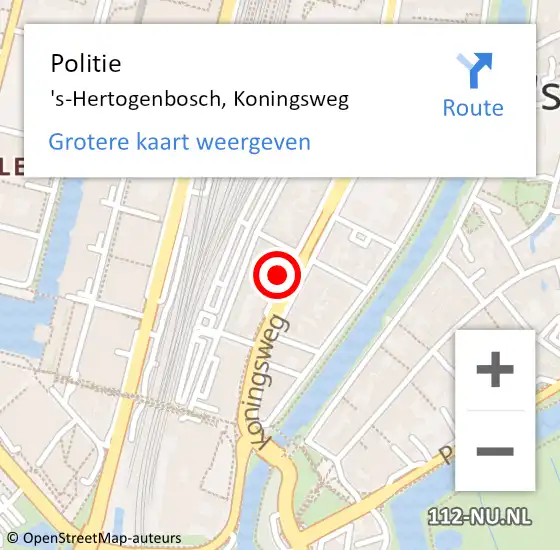 Locatie op kaart van de 112 melding: Politie 's-Hertogenbosch, Koningsweg op 1 november 2023 00:01