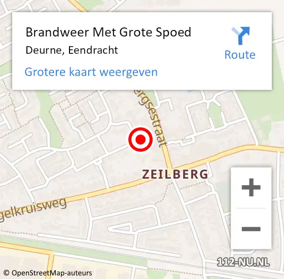 Locatie op kaart van de 112 melding: Brandweer Met Grote Spoed Naar Deurne, Eendracht op 1 november 2023 01:39