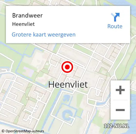 Locatie op kaart van de 112 melding: Brandweer Heenvliet op 1 november 2023 01:40