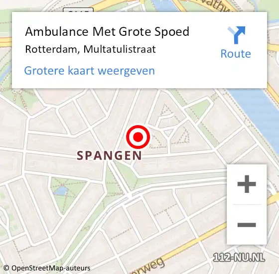Locatie op kaart van de 112 melding: Ambulance Met Grote Spoed Naar Rotterdam, Multatulistraat op 1 november 2023 01:48