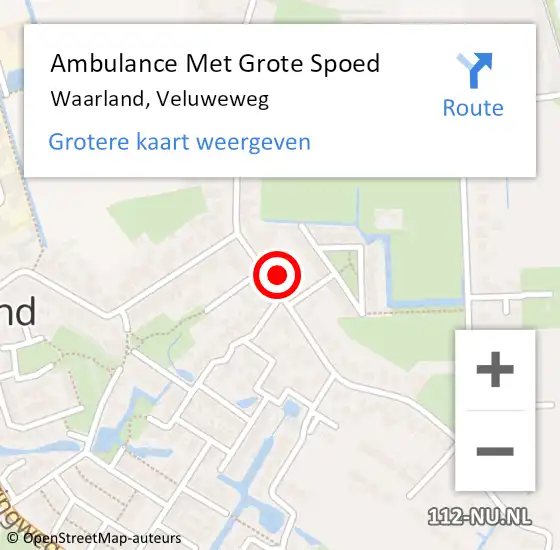 Locatie op kaart van de 112 melding: Ambulance Met Grote Spoed Naar Waarland, Veluweweg op 1 november 2023 02:38