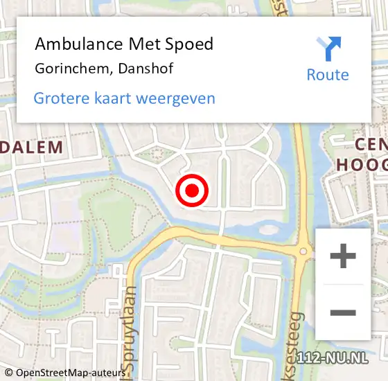 Locatie op kaart van de 112 melding: Ambulance Met Spoed Naar Gorinchem, Danshof op 1 november 2023 02:41