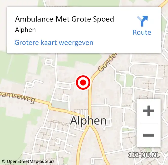 Locatie op kaart van de 112 melding: Ambulance Met Grote Spoed Naar Alphen op 1 november 2023 02:49