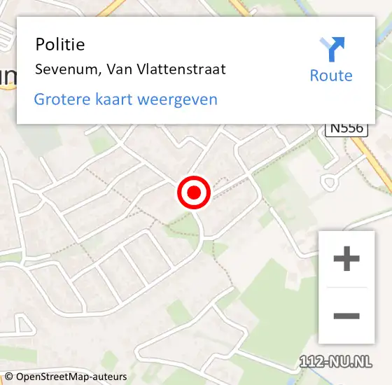 Locatie op kaart van de 112 melding: Politie Sevenum, Van Vlattenstraat op 1 november 2023 05:15