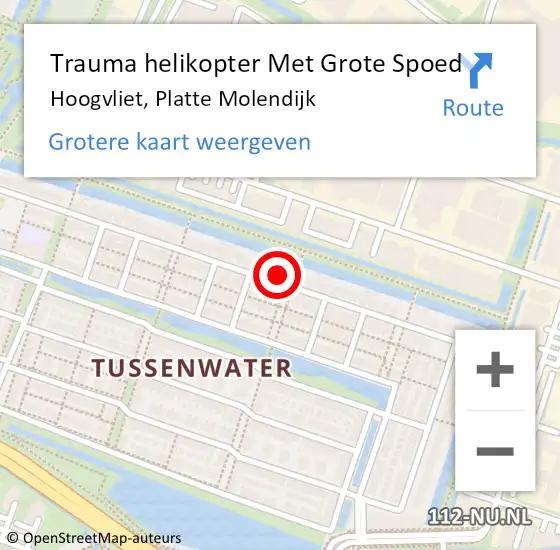 Locatie op kaart van de 112 melding: Trauma helikopter Met Grote Spoed Naar Hoogvliet, Platte Molendijk op 1 november 2023 05:56