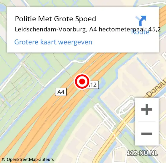 Locatie op kaart van de 112 melding: Politie Met Grote Spoed Naar Leidschendam-Voorburg, A4 hectometerpaal: 45,2 op 1 november 2023 05:57