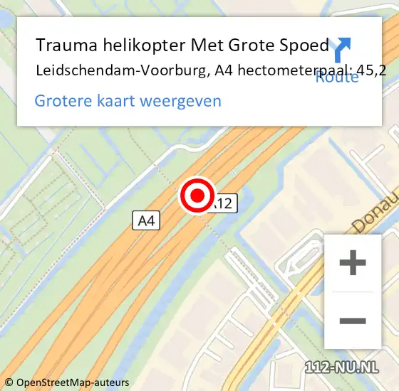 Locatie op kaart van de 112 melding: Trauma helikopter Met Grote Spoed Naar Leidschendam-Voorburg, A4 hectometerpaal: 45,2 op 1 november 2023 05:58