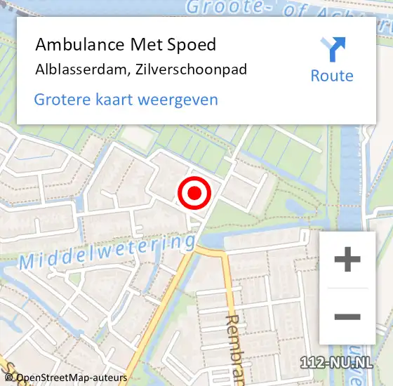 Locatie op kaart van de 112 melding: Ambulance Met Spoed Naar Alblasserdam, Zilverschoonpad op 1 november 2023 06:01