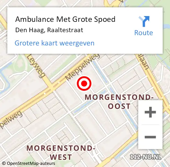 Locatie op kaart van de 112 melding: Ambulance Met Grote Spoed Naar Den Haag, Raaltestraat op 1 november 2023 06:37