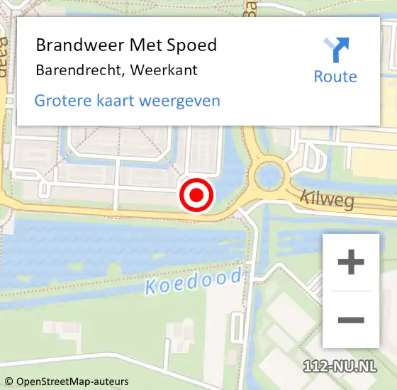 Locatie op kaart van de 112 melding: Brandweer Met Spoed Naar Barendrecht, Weerkant op 1 november 2023 07:53