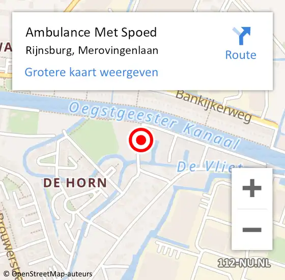 Locatie op kaart van de 112 melding: Ambulance Met Spoed Naar Rijnsburg, Merovingenlaan op 1 november 2023 08:38