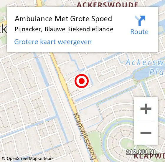 Locatie op kaart van de 112 melding: Ambulance Met Grote Spoed Naar Pijnacker, Blauwe Kiekendieflande op 1 november 2023 08:46