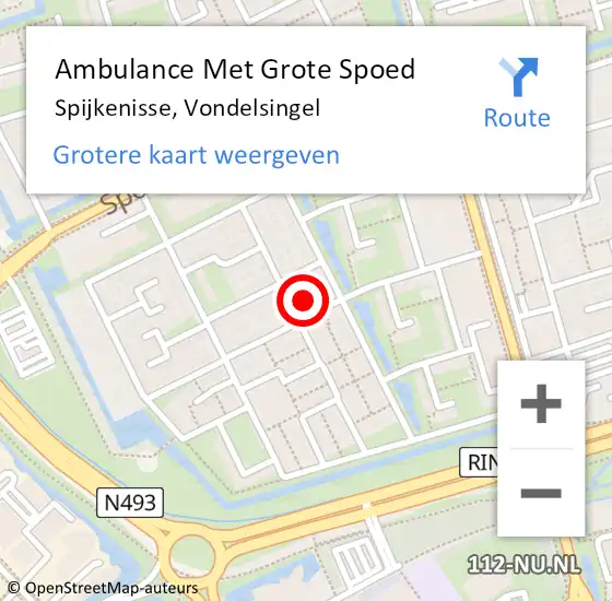 Locatie op kaart van de 112 melding: Ambulance Met Grote Spoed Naar Spijkenisse, Vondelsingel op 1 november 2023 08:54