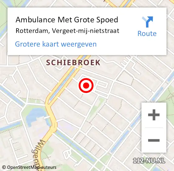 Locatie op kaart van de 112 melding: Ambulance Met Grote Spoed Naar Rotterdam, Vergeet-mij-nietstraat op 1 november 2023 09:04