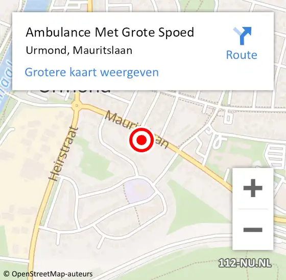 Locatie op kaart van de 112 melding: Ambulance Met Grote Spoed Naar Urmond, Mauritslaan op 1 november 2023 09:13