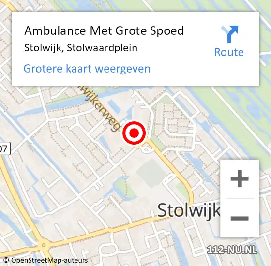 Locatie op kaart van de 112 melding: Ambulance Met Grote Spoed Naar Stolwijk, Stolwaardplein op 1 november 2023 09:14