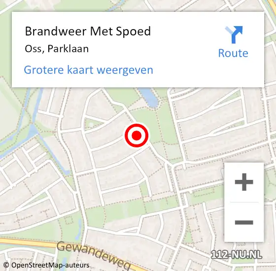 Locatie op kaart van de 112 melding: Brandweer Met Spoed Naar Oss, Parklaan op 1 november 2023 09:29