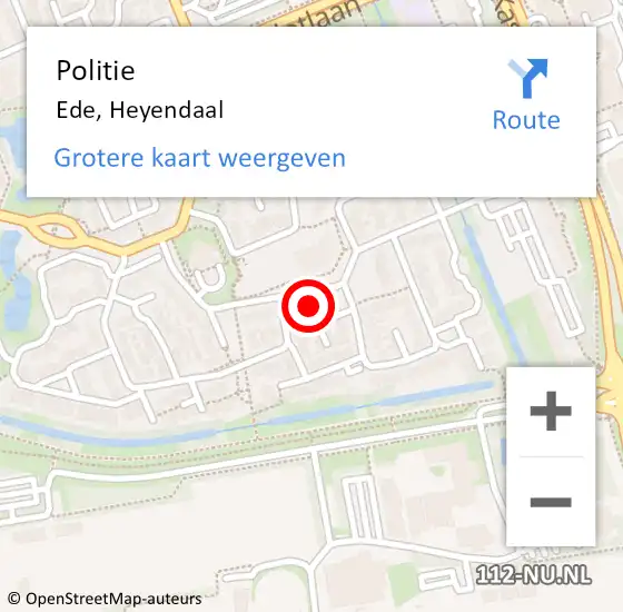 Locatie op kaart van de 112 melding: Politie Ede, Heyendaal op 1 november 2023 09:29