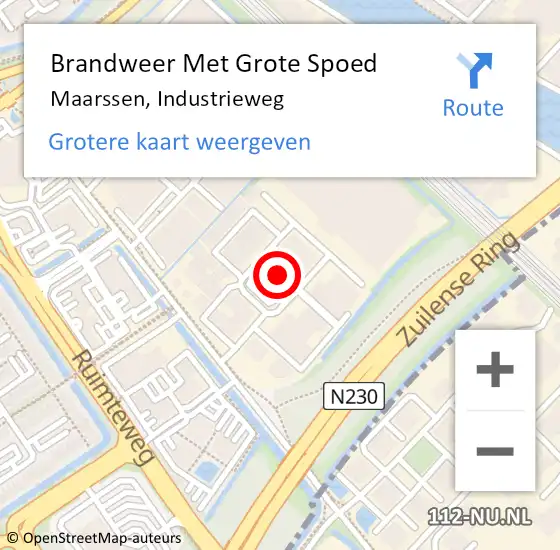 Locatie op kaart van de 112 melding: Brandweer Met Grote Spoed Naar Maarssen, Industrieweg op 1 november 2023 10:33