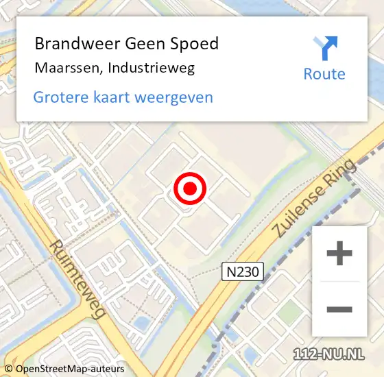 Locatie op kaart van de 112 melding: Brandweer Geen Spoed Naar Maarssen, Industrieweg op 1 november 2023 10:35