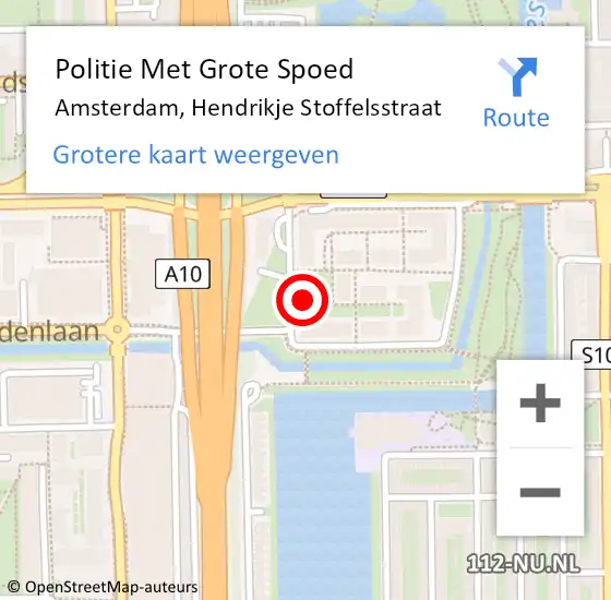 Locatie op kaart van de 112 melding: Politie Met Grote Spoed Naar Amsterdam, Hendrikje Stoffelsstraat op 1 november 2023 10:39