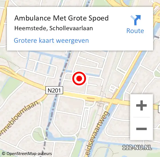 Locatie op kaart van de 112 melding: Ambulance Met Grote Spoed Naar Heemstede, Schollevaarlaan op 1 november 2023 11:04