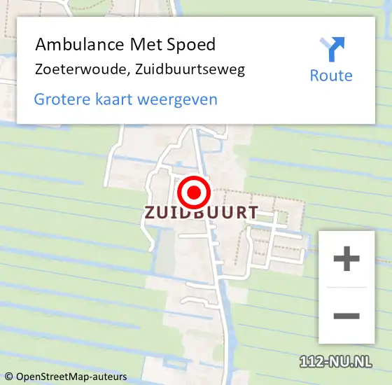 Locatie op kaart van de 112 melding: Ambulance Met Spoed Naar Zoeterwoude, Zuidbuurtseweg op 1 november 2023 11:15