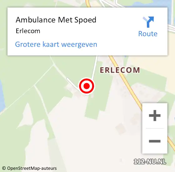 Locatie op kaart van de 112 melding: Ambulance Met Spoed Naar Erlecom op 1 november 2023 11:27