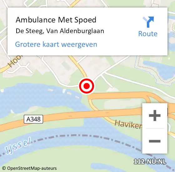 Locatie op kaart van de 112 melding: Ambulance Met Spoed Naar De Steeg, Van Aldenburglaan op 13 september 2014 15:34