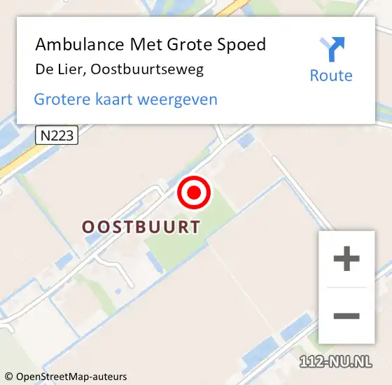 Locatie op kaart van de 112 melding: Ambulance Met Grote Spoed Naar De Lier, Oostbuurtseweg op 1 november 2023 11:32