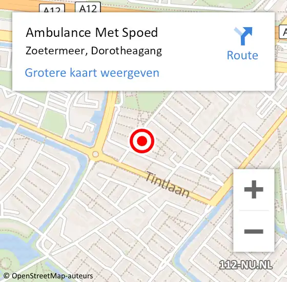 Locatie op kaart van de 112 melding: Ambulance Met Spoed Naar Zoetermeer, Dorotheagang op 1 november 2023 11:33