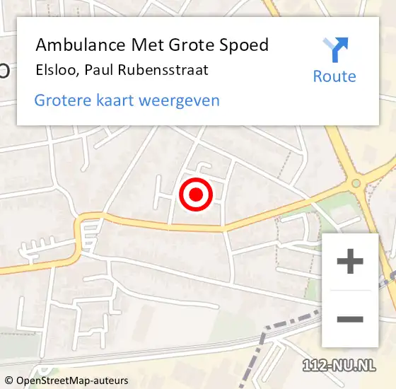 Locatie op kaart van de 112 melding: Ambulance Met Grote Spoed Naar Elsloo, Paul Rubensstraat op 1 november 2023 11:49